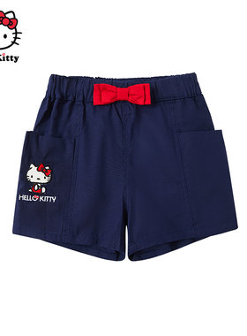 Hello Kitty凯蒂猫夏季女童纯棉短裤夏蝴蝶结松紧腰百搭休闲裤子