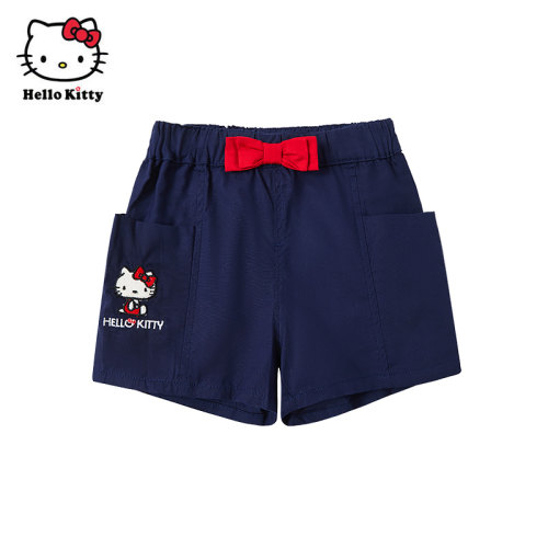 Hello Kitty凯蒂猫夏季女童纯棉短裤夏蝴蝶结松紧腰百搭休闲裤子