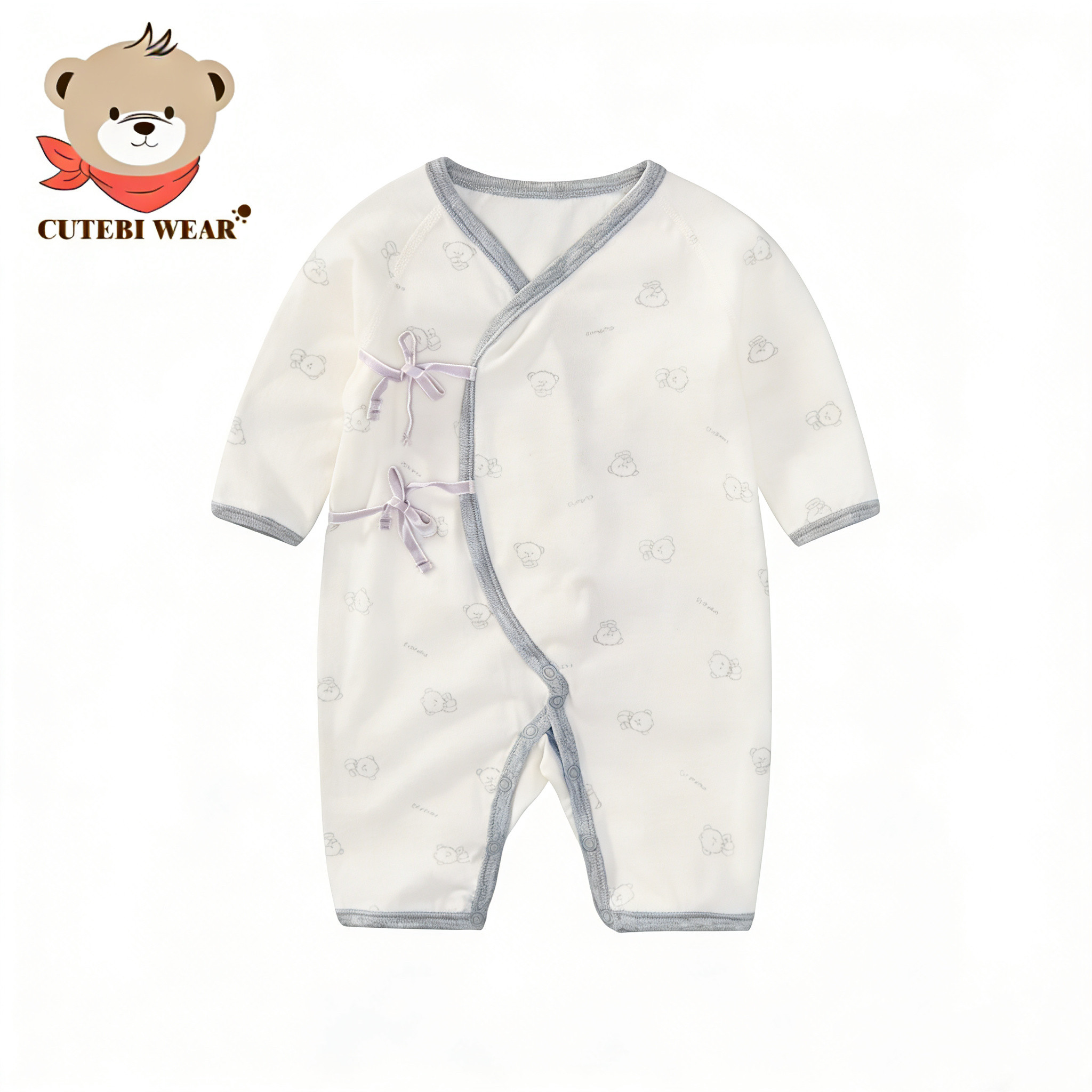 清仓Cutebi Wear男童春纯棉内衣家居服连体衣新生儿连身装游戏装