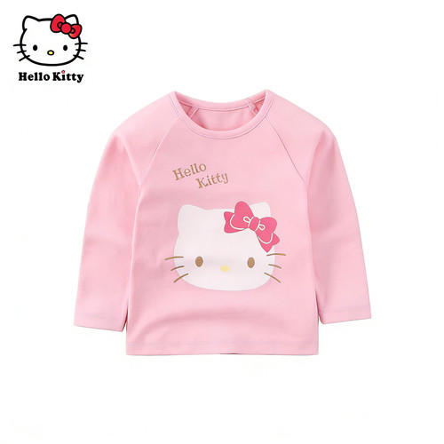 Hello Kitty凯蒂猫棉圆领长袖T恤卡通可爱休闲上衣打底衫