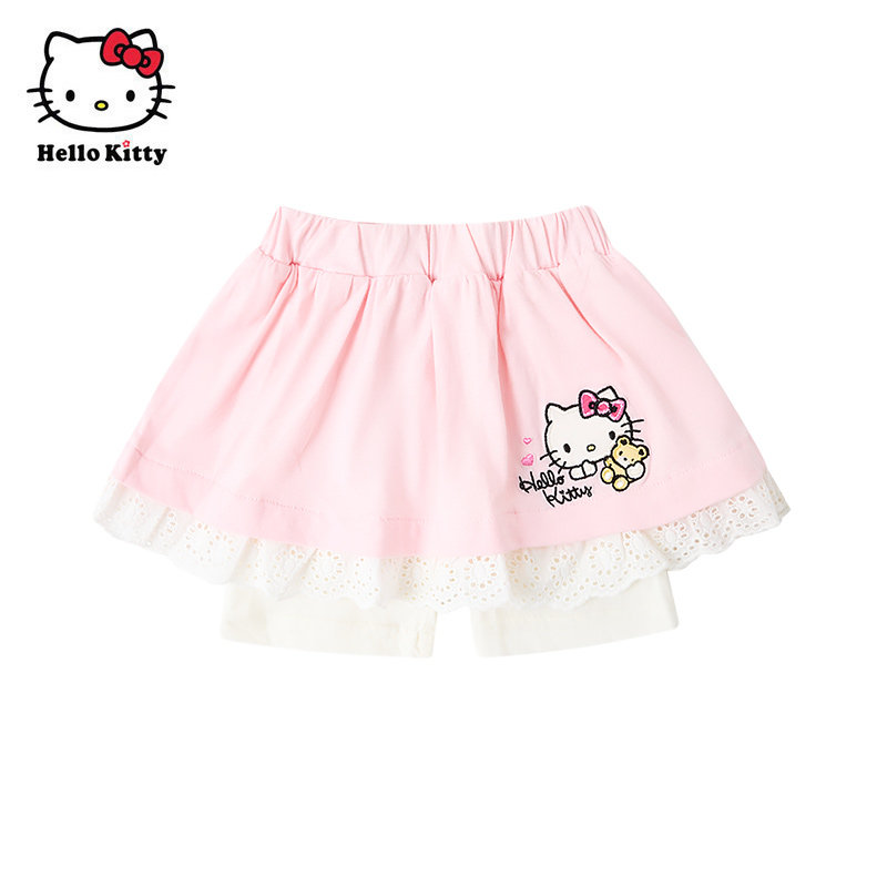 清仓Hello Kitty凯蒂猫卡通婴儿短裤女童蕾丝边纯棉裙裤宝宝装图片