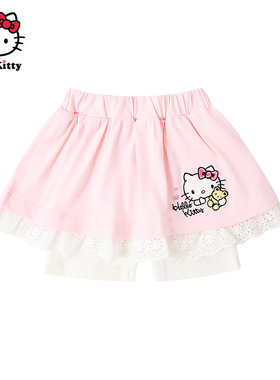 清仓Hello Kitty凯蒂猫卡通婴儿短裤女童蕾丝边纯棉裙裤宝宝装
