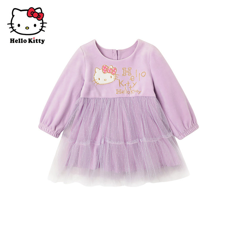 Hello Kitty童装春秋女童长袖天鹅绒连衣裙洋装网纱裙公主裙子,童装/婴儿装/亲子装,连衣裙,淘宝优惠券,粉丝福利购,淘宝优惠卷
