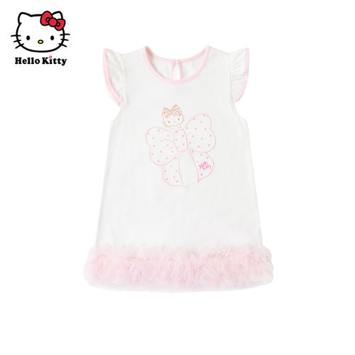 Hello Kitty童装女童夏款棉短袖连衣裙裙子洋装公主裙
