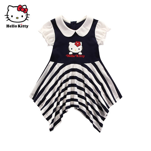 清仓Hello Kitty女童短袖韩版连衣裙小童纯棉不规则公主裙子