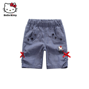 Hello Kitty凯蒂猫夏季女童休闲中裤蝴蝶结纯棉裤子
