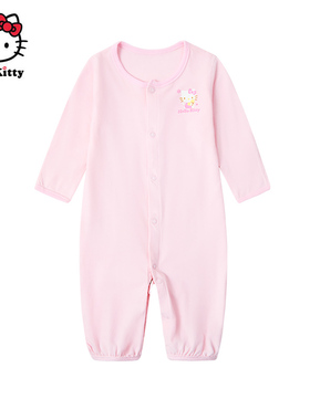 Hello Kitty凯蒂猫春纯棉女宝宝内衣婴儿连体衣长袖妙妙装连身装