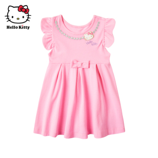 Hello Kitty童装女童春款短袖纯棉连衣裙洋装公主裙子