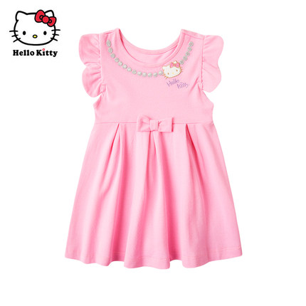 Hello Kitty童装女童春款短袖纯棉连衣裙洋装公主裙子