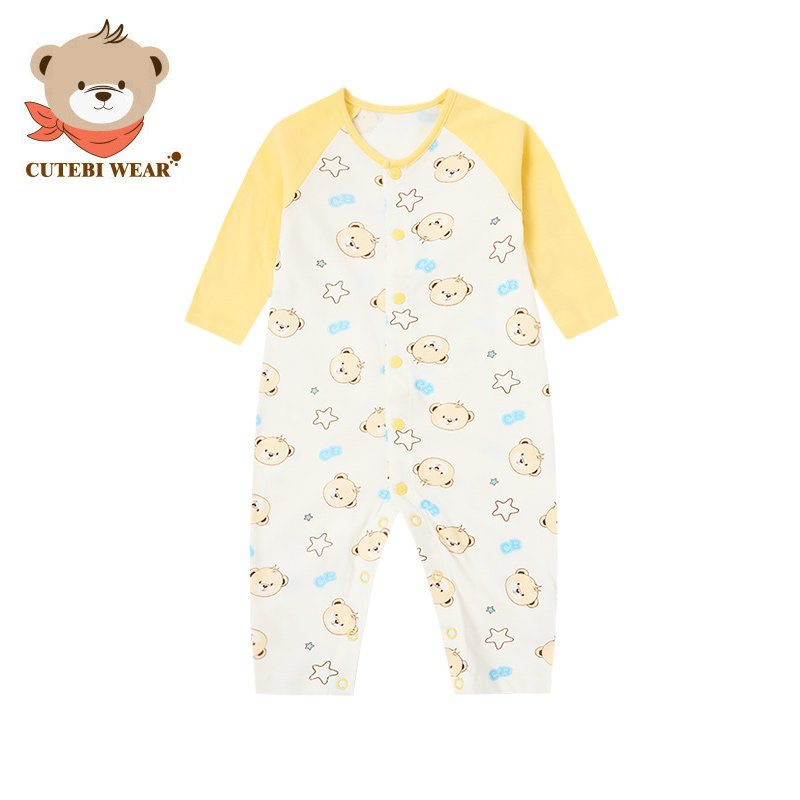 清仓Cutebi Wear男童春季纯棉长袖连身装游戏装婴儿爬服连体衣