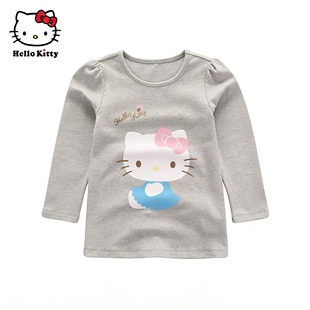 Hello Kitty女童长袖圆领长款T恤泡泡袖棉打底衫春秋长上衣
