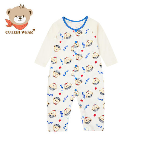 清仓Cutebi Wear男童纯棉婴儿连体衣长袖爬服睡衣游戏装家居服