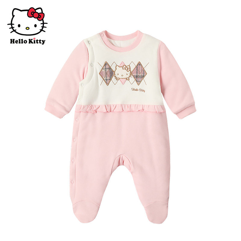Hello Kitty童装女童夹棉游戏装冬保暖婴儿连体衣宝宝棉服