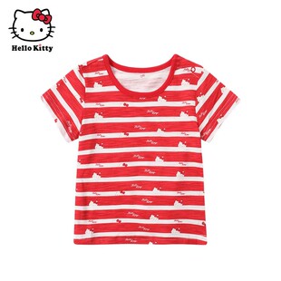 Hello Kitty凯蒂猫春季纯棉圆领短袖T恤可爱甜美印花上衣
