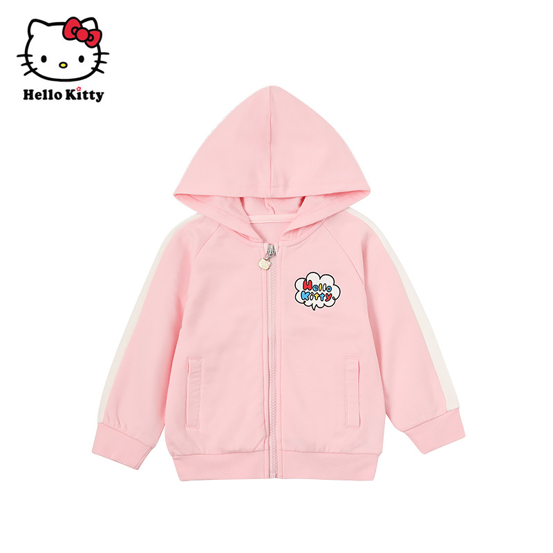 HelloKitty童装女童春纯棉休闲外套拉链衫春秋连帽运动开衫