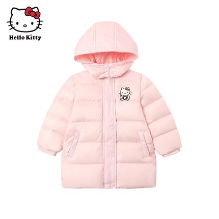 凯蒂猫Hello Kitty儿童白鸭绒厚羽绒服女童中长款连帽羽绒外套
