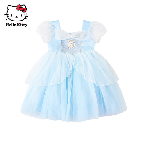 Hello Kitty童装女童夏款连衣裙短袖网纱裙公主裙子洋装