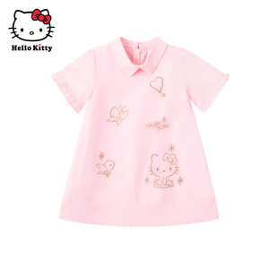 Hello Kitty凯蒂猫夏季欧根纱连衣裙女童短袖甜美可爱裙子