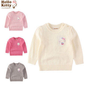 女童圆领套头毛衣线衫 羊毛线衣短款 冬保暖针织衫 Hello Kitty正品