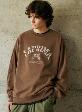 LAPRIMAPRINTED CREW NECK HOODIE logo印花圆领套头卫衣宽松上衣