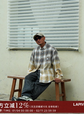 LAP FADE GRADIENT PLAID OVERSIZED SHIRT 渐变褪色格纹廓形衬衣