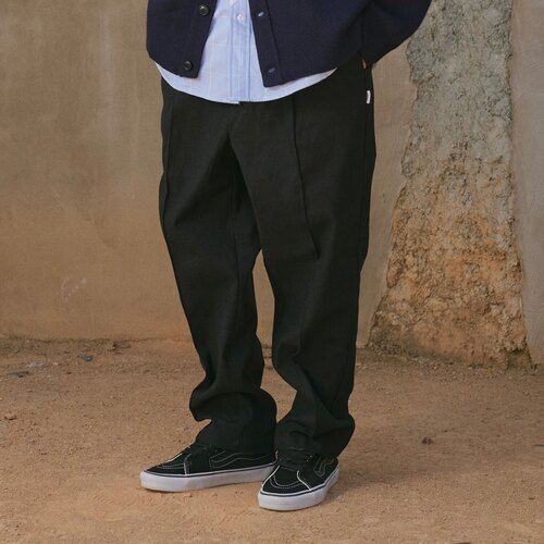 羊毛呢料休闲锥形裤西裤日系
