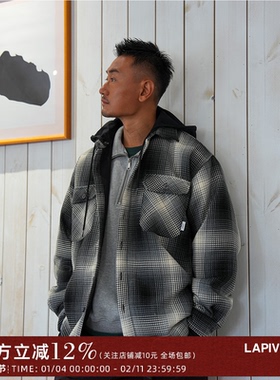 DETACHABLE-HOOD QUILTED SHIRT JACKET可拆卸帽绗缝廓形衬衫夹克