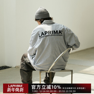 JACKET PLAID 梭织格纹植绒廓形教练夹克春秋外套男 LAP LAPRIMA