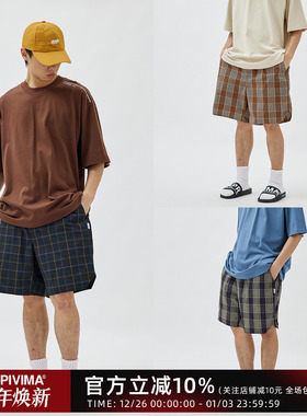 LAPRIMA POCKET ZIPPERED SHORTS 拉链暗袋裤松紧腰轻薄格纹短裤