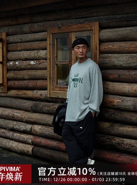 LAPIVIMA SLOGAN PRINT L/S 标语印花长袖日系休闲圆领卫衣秋冬