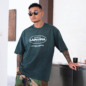 WASHED PRINT DISTRESSED LAPIVIMADYED TEE染色水洗残缺印花短袖