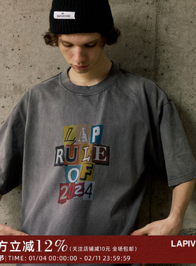 LAPRIMA  24SS HOLE CREW NECK TEE水洗破坏做旧印花短袖LAPIVIMA