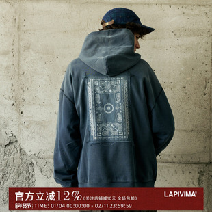 LAPRIMA WASHED LOOSE HOODIE 腰果花贴布水洗宽松连帽卫衣春复古