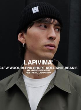 LAPIVIMA WOOL BLEND SHORT ROLL KNIT BEANIE 羊毛混纺针织帽