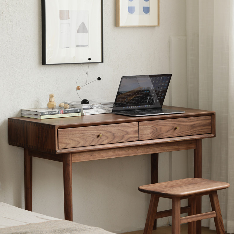 北欧简约黑胡桃木梳妆台实木橡木化妆桌卧室简约现代小户型书桌,住宅家具,梳妆台/桌,淘宝优惠券,粉丝福利购,淘宝优惠卷