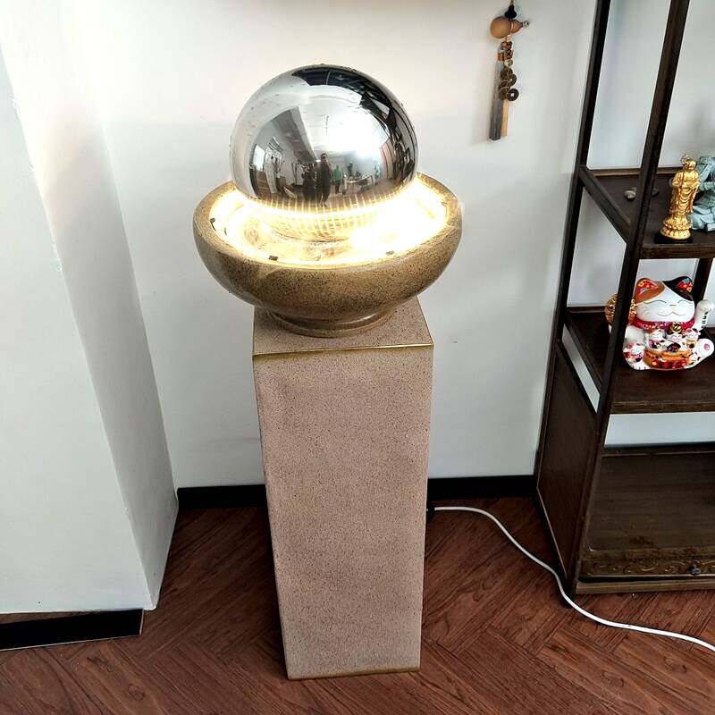 精致客厅电视柜桌面装饰中式聚宝盆镜面风水球流水加湿器招财摆件