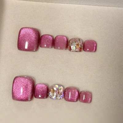 野莓金闪脚趾甲手工穿戴甲