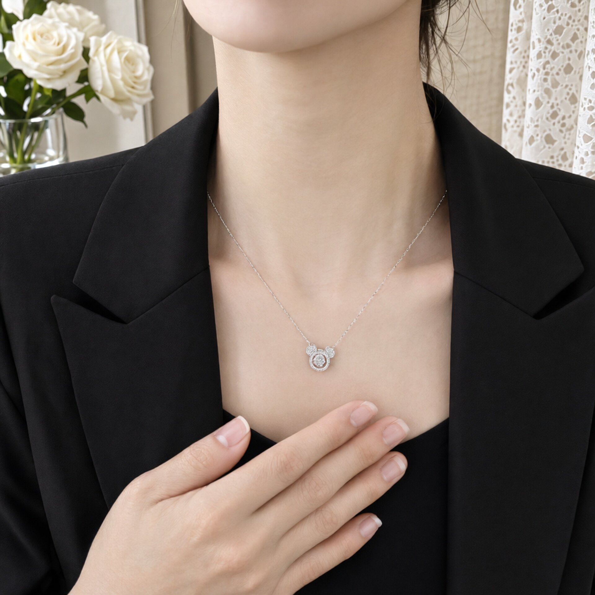 S925纯银莫桑灵动锁骨链女款