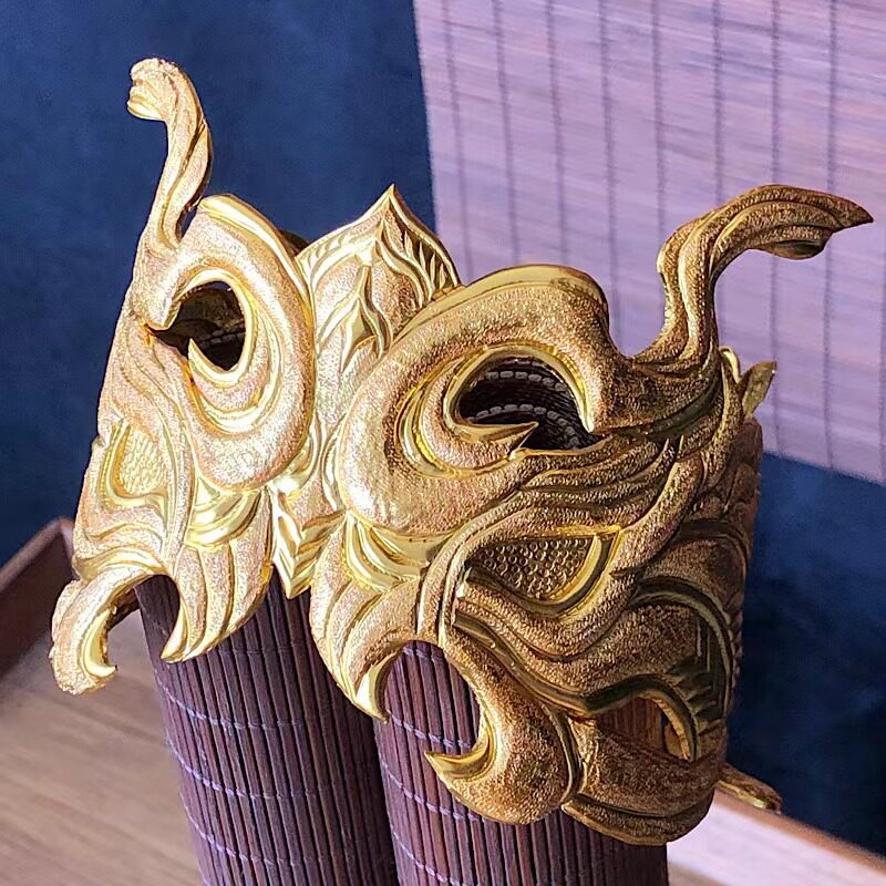 珠翠玉锦《兽首金冠》明制复古男士束发冠汉服纯银宫廷錾刻冠头冠