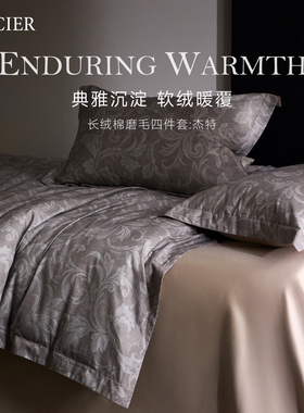 LENCIER兰叙冬季保暖磨毛四件套轻奢加厚床单纯棉全棉被套 杰特