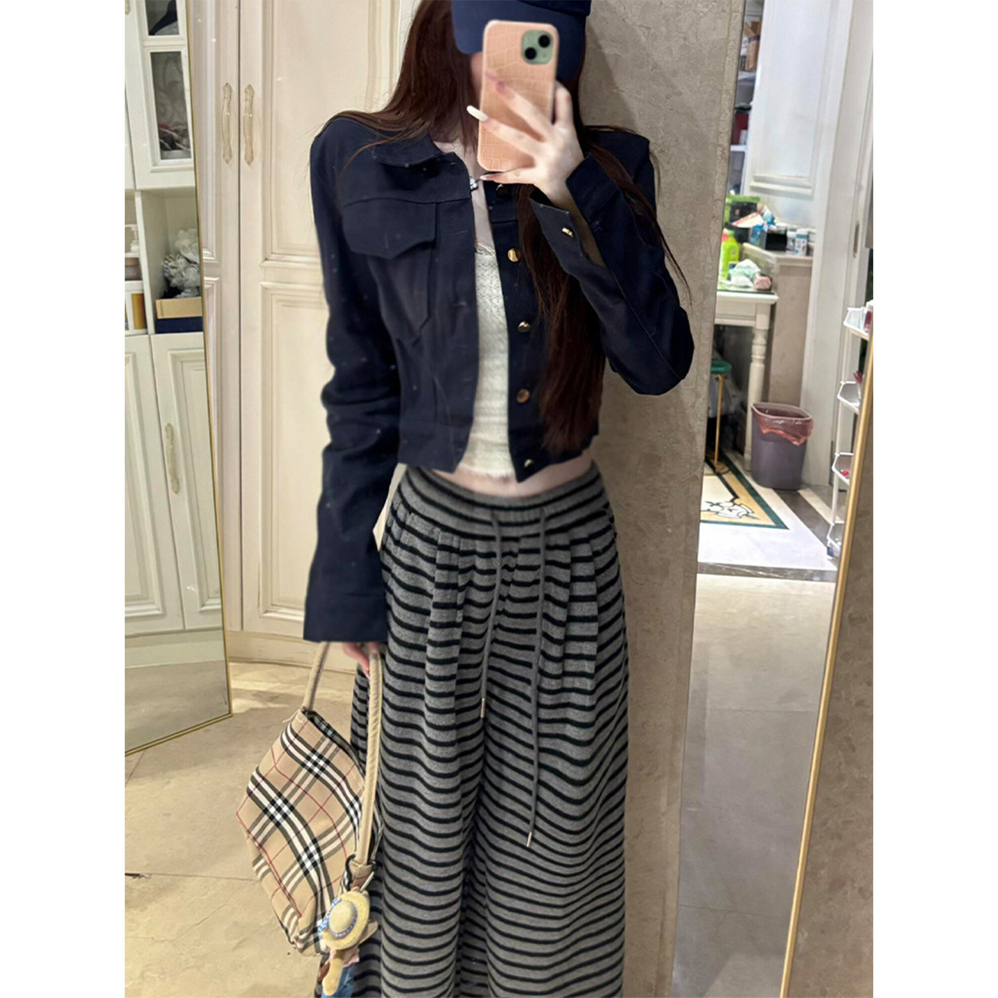 175高个子加长美式灰色条纹百搭休闲裤女2026新款宽松针织阔腿裤,女装/女士精品,休闲裤,淘宝优惠券,粉丝福利购,淘宝优惠卷