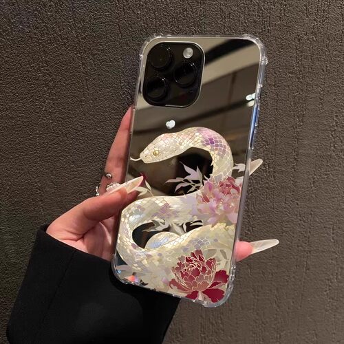 蛇元素本命年适用iPhone17promax情侣15promax新中式14Pro苹果16手机壳女xsmax创意13简约12镜面xr补妆8p生肖