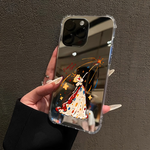 治愈女王公主适用iPhone17pro镜面16promax卡通15Pro苹果14手机壳xsmax补妆13清新12简约xr可爱11创意7/8plus