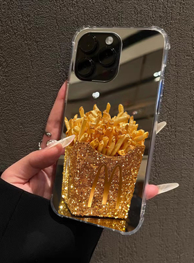 黄金万两奢华薯条适用iphone17promax华为pura70苹果16手机壳opporeno7se镜面vivox90一加12创意mate60小米14