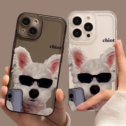 墨镜小狗适用iphone145华为p40苹果13手机壳小米12可爱opporeno8个性vivos7e一加plus卡通nova9情侣mate60pro