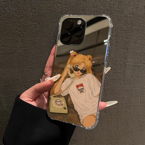 复古美少女战士适用iPhone17promax镜面16e动漫15Pro苹果14手机壳xsmax补妆12pro月野兔13卡通7水冰月8plus