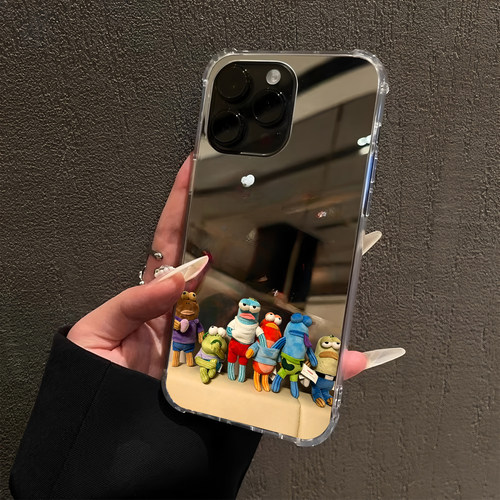 丑萌比奇堡居民丑鱼适用iPhone17promax镜面16公仔15Pro苹果14手机壳xsmax补妆13卡通12pro简约xr创意7/8plus