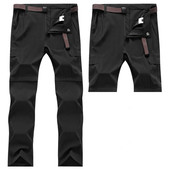 透气运动冲锋裤 户外冰丝速干裤 可拆卸宽松两截登山裤 薄款 男女夏季