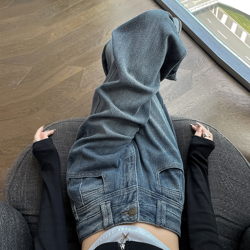 高腰阔腿牛仔裤女春秋季女装新款胖mm显瘦复古窄版直筒裤子星空纹