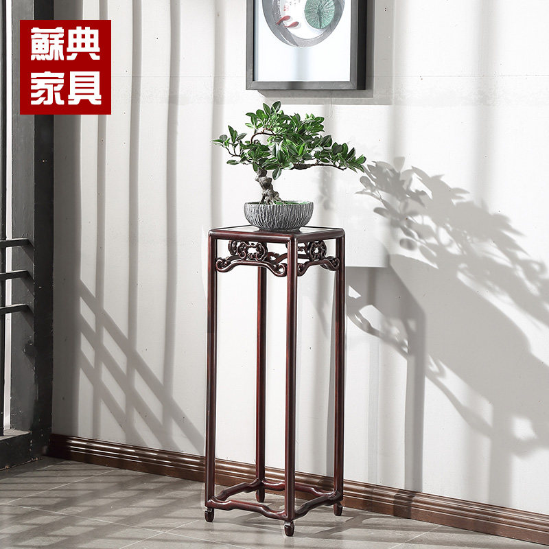 红木家俱非洲酸枝木紫光檀花架明式花几落地古典花架客厅盆景架